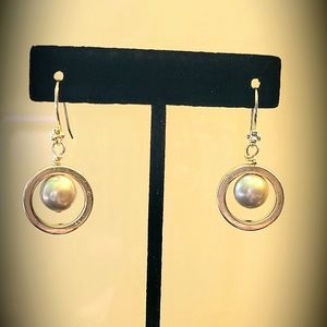 Silver Pearls and Circle Dreamhoop Earrings